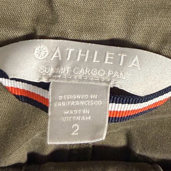ATHLETA Women’s Summit Cargo Pant Olive Green Stripe Utility Hiking Pants Size 2 - Picture 8 of 14